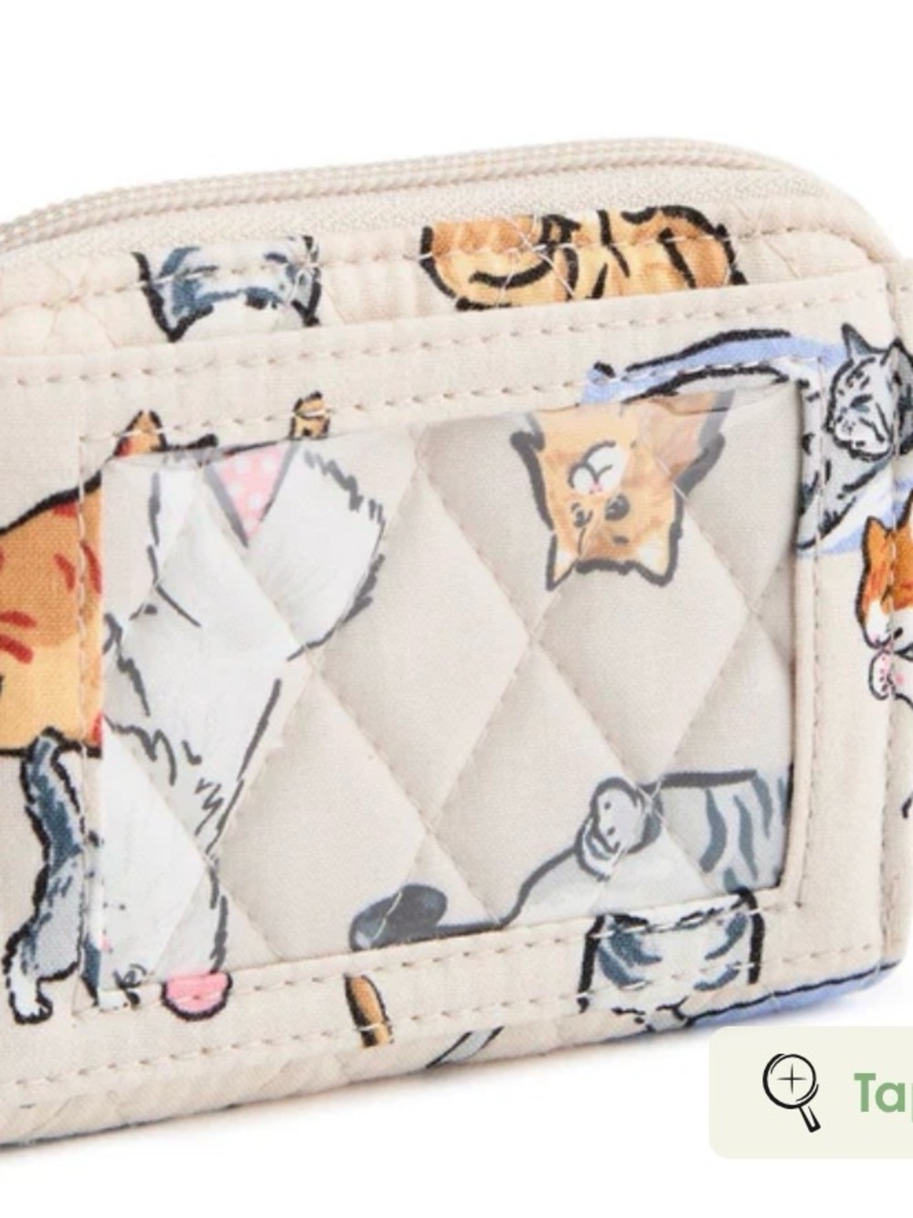 Vera Bradley Quilted “A Cats Life” Zip Around Wallet in Cream, Orange, Blue - Picture 2 of 3